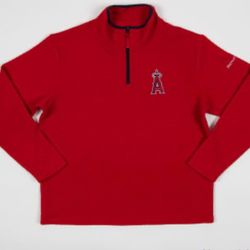 Los Angeles Angels Red Quilted 1/4 Zip Sweatshirt Size Large  