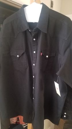 2 levi denim button ups black and blue