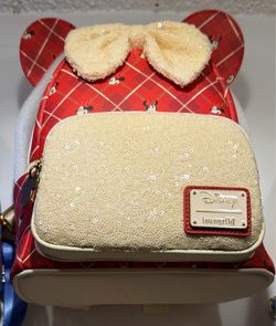 Disney Loungefly Minnie Mouse Plaid Sequin Mini Backpack NWT
