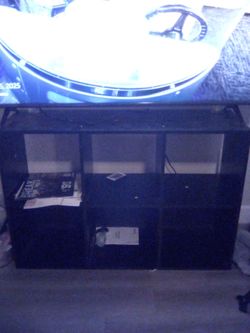 Black TV Stand with Open Shelves