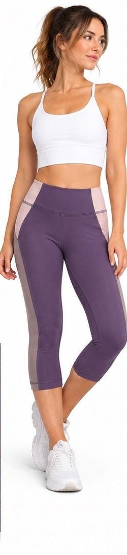 Alo Yoga Purple Colorblock Capri Leggings Small.