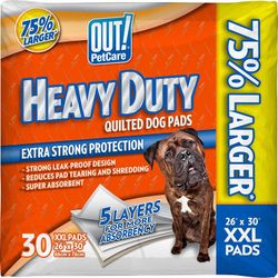 OUT! Heavy Duty XXL Dog Pads | Absorbent Pet Training and Puppy Pads | 30 Pads | 26 x 30 Inches

