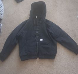Black Hooded Zip-Up Work Jacket