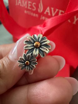 James Avery Double Daisy Silver and Gold Ring