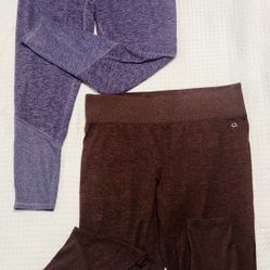 Pair Of Gap Fit Brushed Tech Jersey Purple & Maroon Leggings XL Women EUC