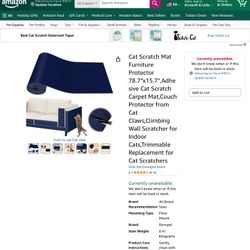 Dark Blue Self Adhesive Cat Scratch Mat 