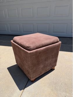 Storage Ottoman with Hidden Storage – Brown Fabric