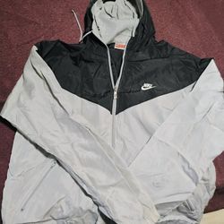 Nike Vintage Rare Windrunner Jacket Windbreaker Nylon Glanz Black White Gray