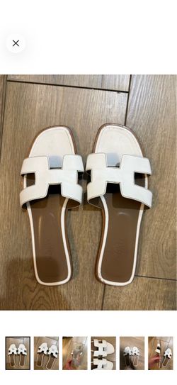 Hermes sandals white