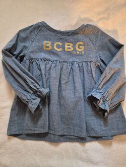 NEW! BCBG Toddler Girls Long Sleeve Chambray Top, Size 3T