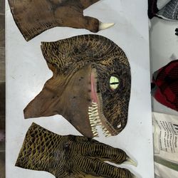 1992 Jurassic Park Raptor Head And Claws Costume