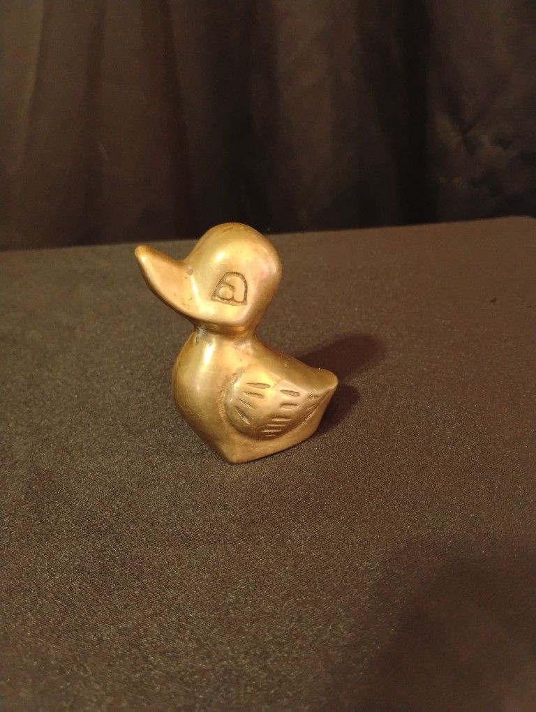 Vintage Miniature Brass Duck Collectable