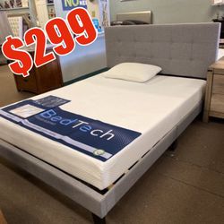 Queen Bed Frame And Gel Memory Foam Mattress
