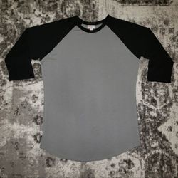 LuLaRoe Randy Raglan Baseball Tee Top Size Medium Gray Black 3/4 Sleeve Shirt M