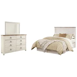 Willowton Queen/Full Panel Headboard Bed with Mirrored Dresser Tremendous Reductions Start Today