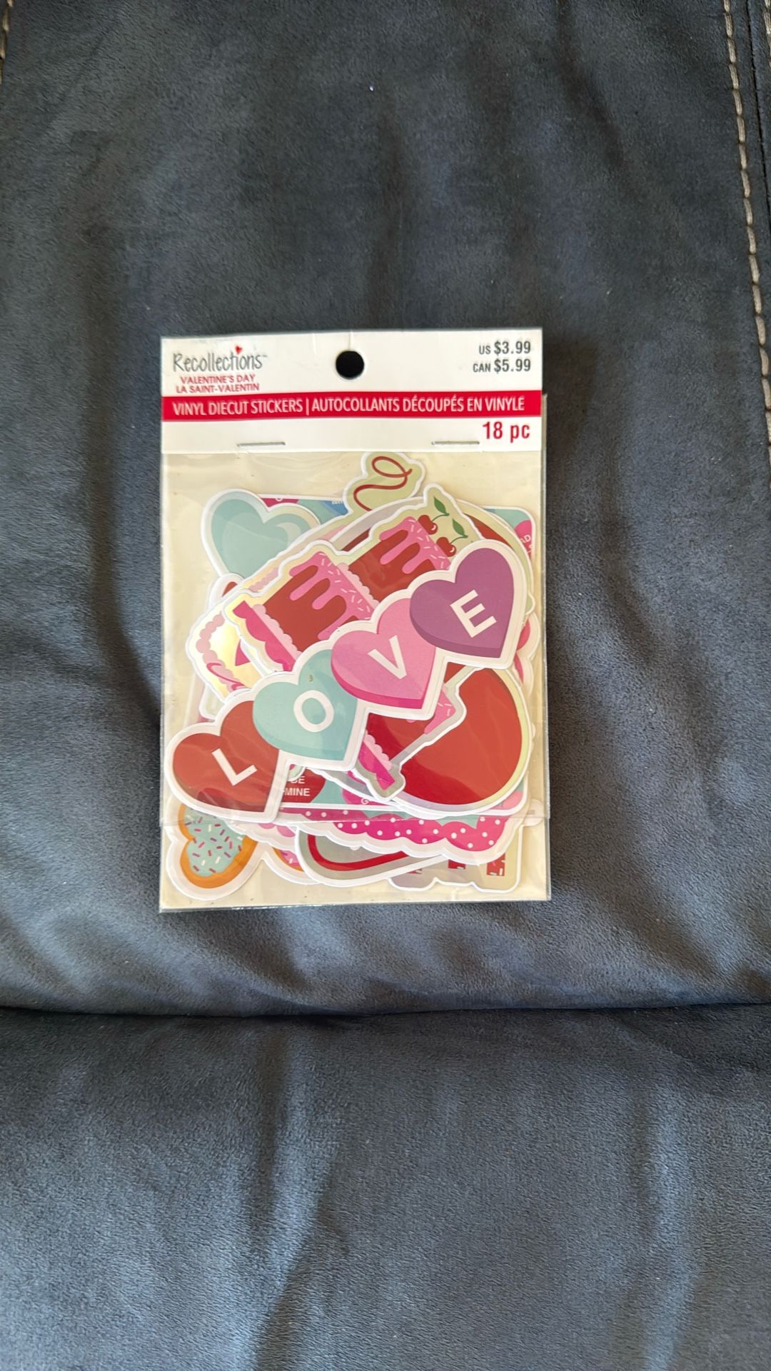 New Recollections Valentines Day Vinyl Direct Stickers 18 Pieces