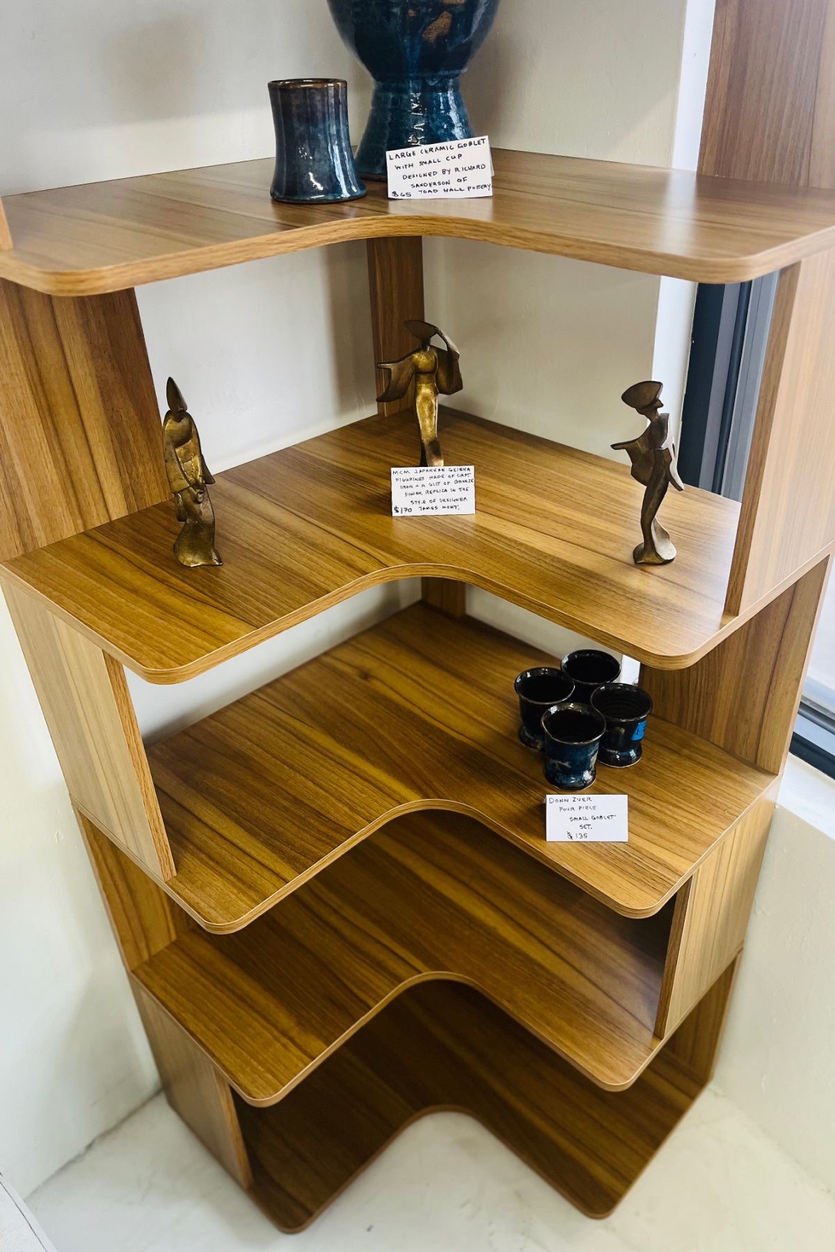 MCM Five-Shelf Corner Bookcase