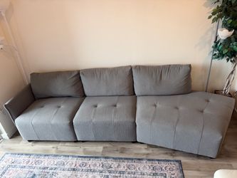 Grey Boucle Modular Sectional Sofa with Chaise - Like New!
