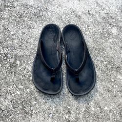 Olukai Ho’opio Flip Flop Sandal - Size 11 - Black - Beach - Comfort - Leather