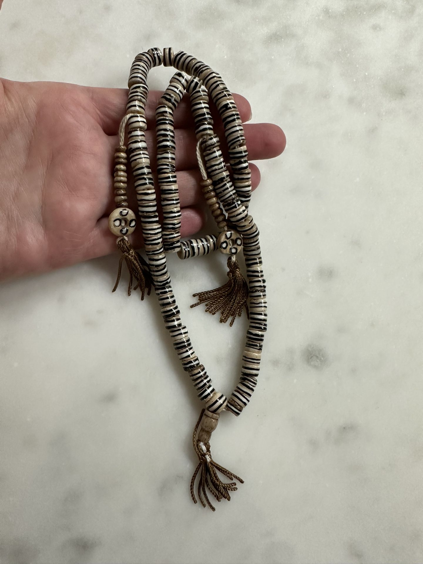 Bone Bead Mala With Tassels