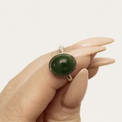 Size 6 Authentic sterling silver jade minimalist ring 