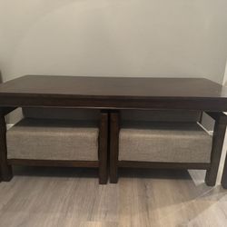 Wood  Coffee Table With Two Chairs