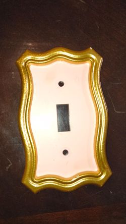 Single Light Switch Plate Pink and Gold