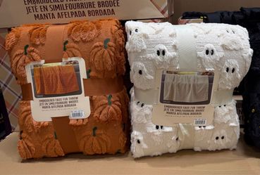 Costco Halloween Embroidered Faux Fur Throw Blanket
