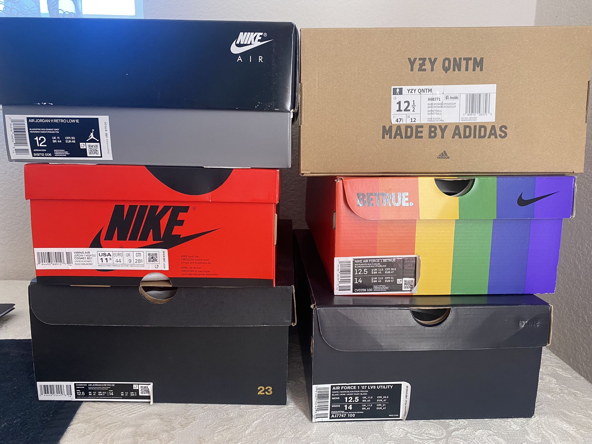 Shoe Collection For Sale $800 for all or buy individuals Nike, Yeezy, Jordan, Adidas 