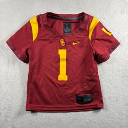 Nike USC Trojans #1 Football Jersey Youth Toddler Size 3T Red Dri Fit #2B