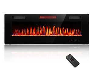 R.W.FLAME C3 Series 60" Black Ultra-Thin Recessed Wall-Mounted Electric Fireplace