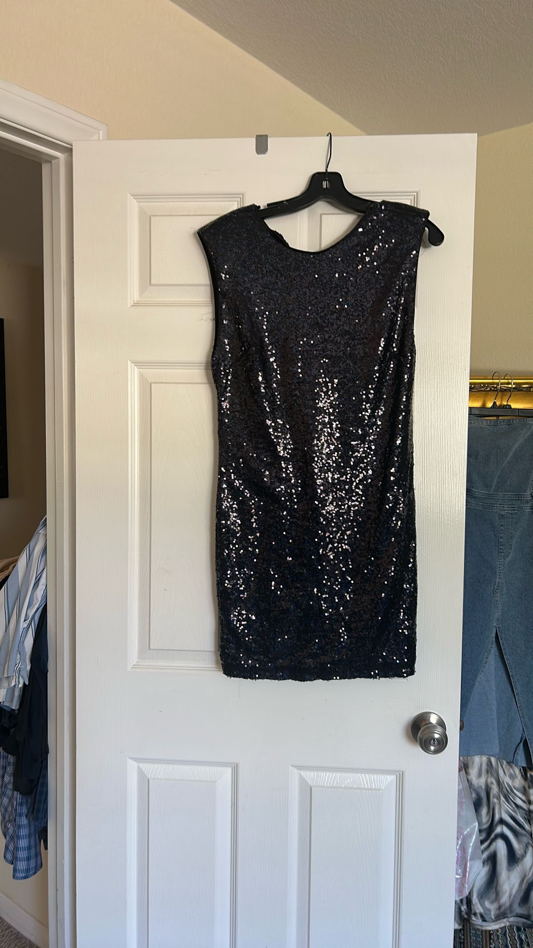 New Navy Blue Sequence, Short Length Formal Dress
