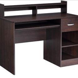 ROCKPOINT COMPUTER DESK CHOCOLATE, NEW IN BOX

