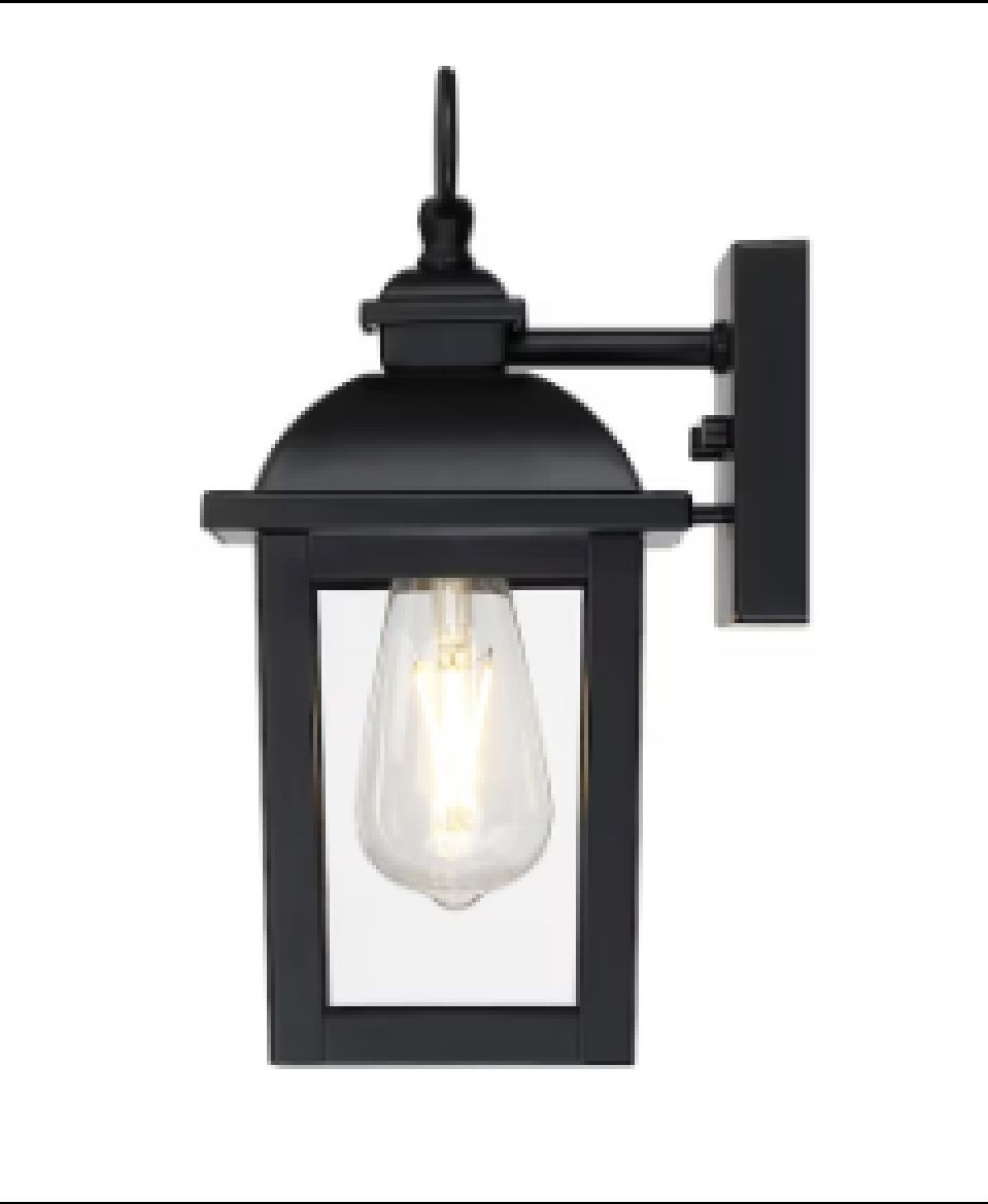 new Other-allen + roth Belford 11.4” H Hardwired Outdoor Wall Light, Matte Black