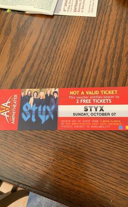 1 voucher good for 2 tickets for Styx tonight at Ava casino del Sol