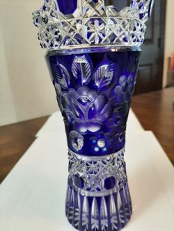 Vintage European Cobalt Blue 7" Sawtooth Rim Vase