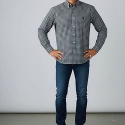 Ralph Lauren Men’s Black /White Checkered Button Down Long Sleeve Shirt Size XXL