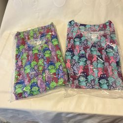 2 Piece Bundle Women Scrub Tops Size Large 