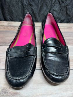 CHAPS Women’s Shoes Slip On Shoes Black Leather Round Toe Casual