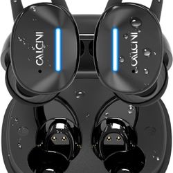 CALCINI Wireless Earbuds IPX8 Waterproof Touch Control, Bluetooth 5.3 in Ear Headphones with Charging Case, TWS Headset for Phone,Samsung,Android, Spo