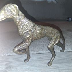 Vintage Brass Pointer Dog Statue 