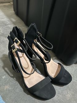 Black Strappy Block Heel Sandals