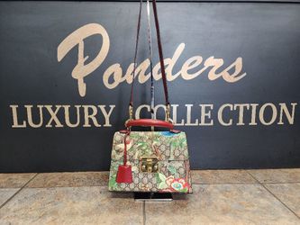 Gucci Padlock Tian GG Supreme Canvas Red Leather Top Handle Bag