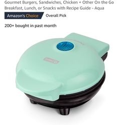 Dash Mini Maker Grill Aqua Color - New