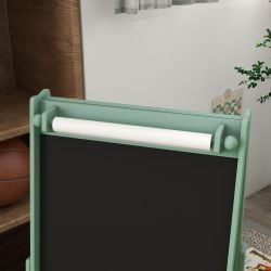 Qaba Art Easel for Kids with Paper Roll, 3 in 1 Toddler Painting Easel with Blackboard, Whiteboard, Storage Baskets, Green