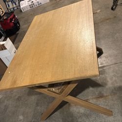 Ballard Designs Solid Wood Table – Modern X-Base – Excellent Condition