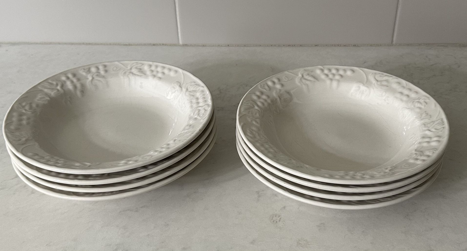Set of 7 Sonomaware 1990 Heritage Mint Stoneware Grapevine Bowls