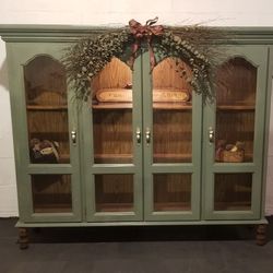 Refurbished Sage Green China Hutch 