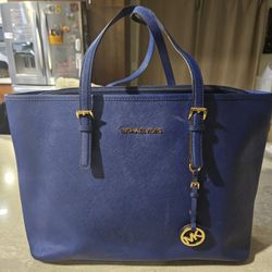 Blue Michael Kors Jet Set Tote