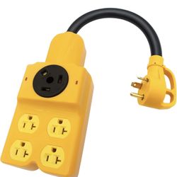 30 Amp to 20 Amp Adapter, RV 30 Amp to 110 Adapter NEMA TT-30P to TT-30R and 4X 5-20R / 5-15R Heavy Duty Power Distribution for Generators Campers Hou